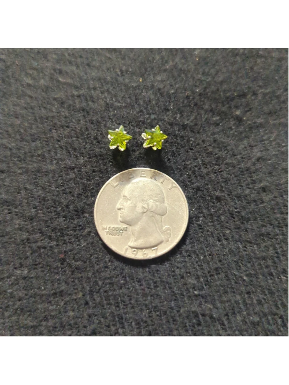 Sterling Silver Olive Green Crystal Star Dainty Delicate Stud Statement Earrings